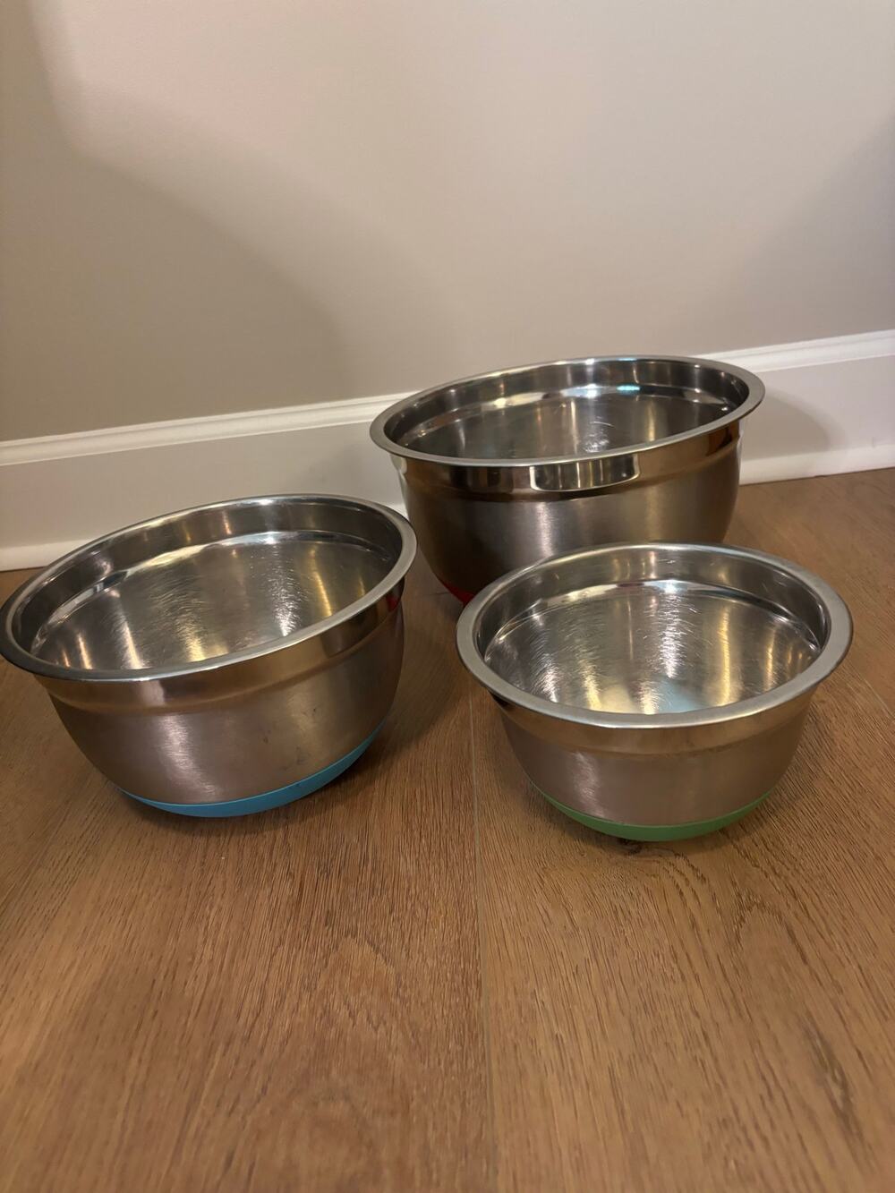 Stainless Steel Baking Mixing Bowls with Non-Skid Base, Set of 3